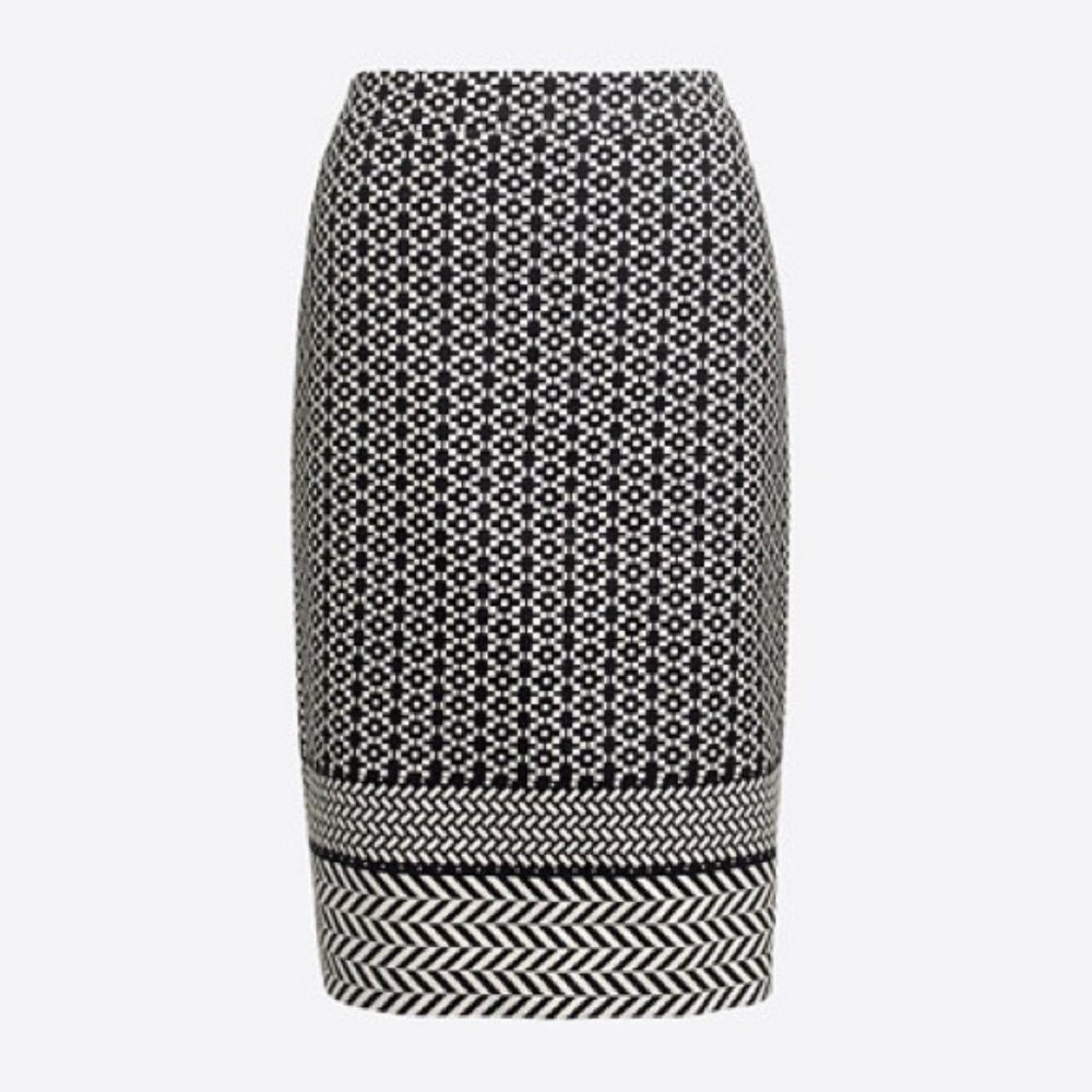 J.Crew Black and White Geometric Chevron Pencil Skirt